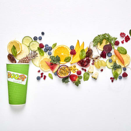 Boost cup with yoga mats - Picture of Boost Juice Bar, Manchester