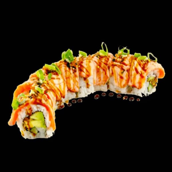 Flamed salmon roll