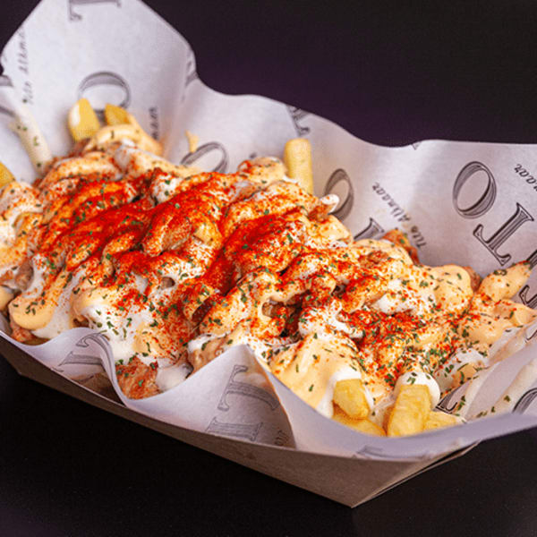 Loaded cheese fries BBQ chicken