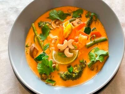 Gambas con Curry Rojo al Estilo Thai
