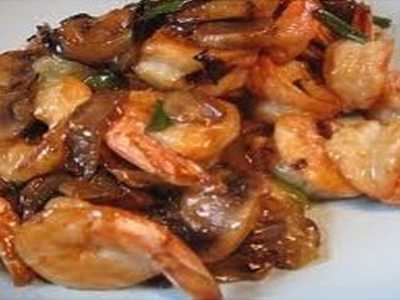Gambas con Bambú y Setas