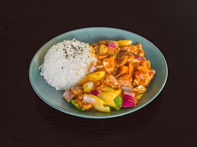 Arroz de Ternera con Salsa Picante