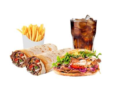 Oferta F ( 2 dürrüm 1 kebab)