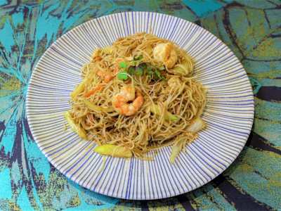 Fideos de Arroz con Gambas