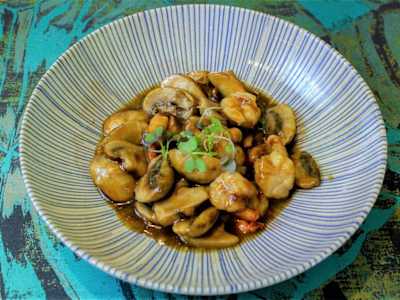 Gambas con Champignones