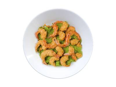 Langostinos Fritos con Patatas Fritas