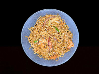 Yakisoba con gambas
