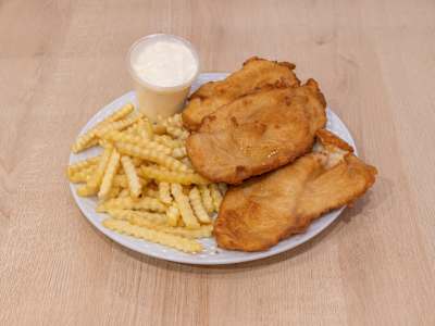 Pechuga Empanada con Patatas Fritas