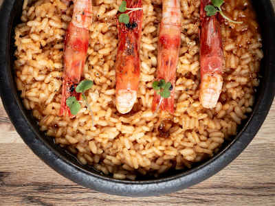 Arroz Meloso con Gambas Rojas