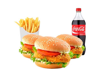 Menú Familia 5 -  oferta 3 hamburguesas , patatas , Coca Cola
