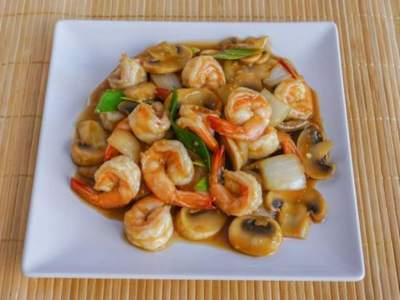 Gambas con Champiñones