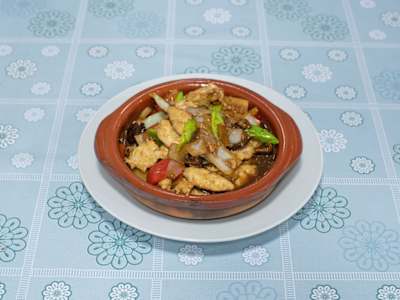 Pollo con Bambú y Setas a la Cazuela