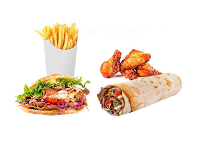 Alitas de Pollo + Durum Carne o Pollo + Kebab Carne o Pollo + Patatas