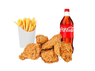 9 Unidades de Pollo con Patatas Fritas y 1 Litro de coca cola
