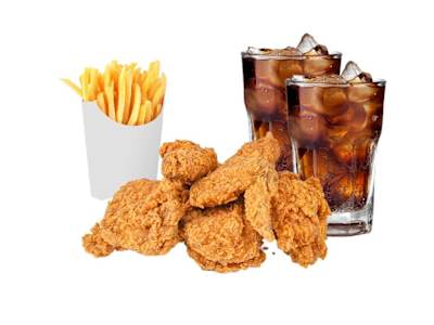 6 Unidades de Pollo con Patatas Fritas y 2 Refrescos Extras