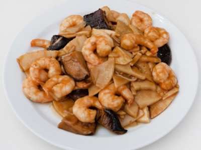 Gambas con Bambú y Setas Chinas