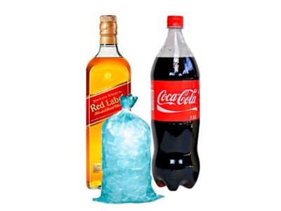 Johnnie Walker Black Label 70cl + Coca Cola Zero Botella 2l + Hielo Cubitos