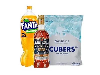 Ron Brugal Añejo 70cl + Fanta Naranja Botella 2l + Hielo Cubitos