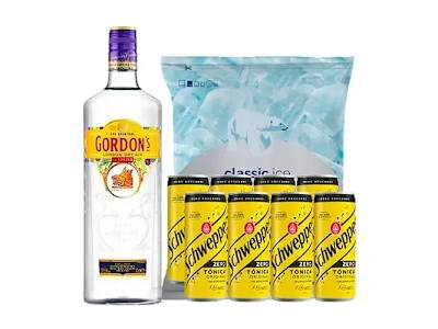 Gordons 1l + Latas de Tónica + Hielo Cubitos