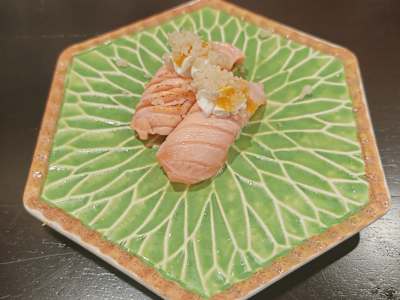 Nigiri salmón flameado(queso tempura)2u