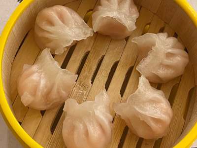 Gyoza de gambas al vapor
