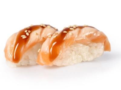 Nigiri Salmón Flameado, (2 pzas)