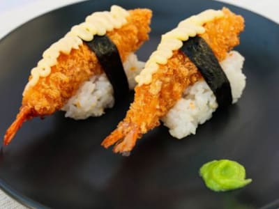 Nigiri tempura langostino ,(2 pzas)