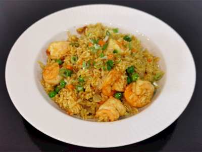 Arroz frito con Gambas al Curry