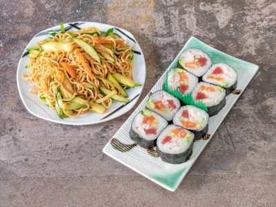 Tallarines Finos Salteados + Futo Maki