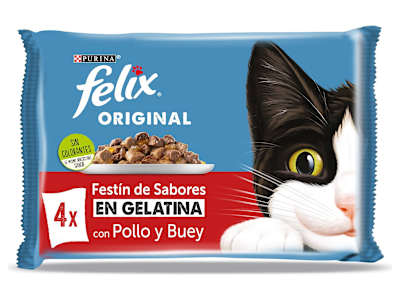 Alimento para gatos en gelatina sabor carne Felix bolsa 340 g