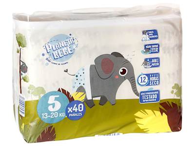 Pañales 13-20 kgs talla 5 Planeta Bebé de Dia bolsa 40 unidades