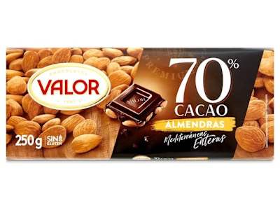 Chocolate negro con almendras enteras Valor 250 g