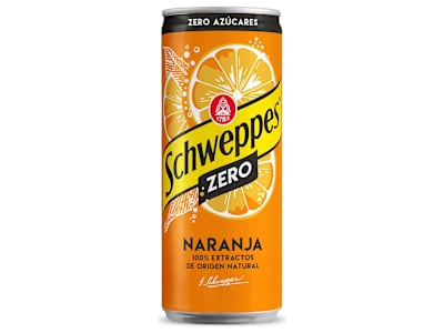 Refresco naranja zero Schweppes lata 33 cl