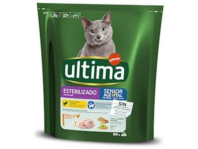 Alimento para gatos senior esterilizados Ultima bolsa 800 g