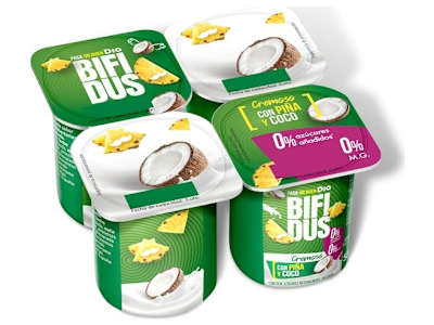 Cremoso desnatado con piña y coco Bífidus Dia pack 4 x 125 g