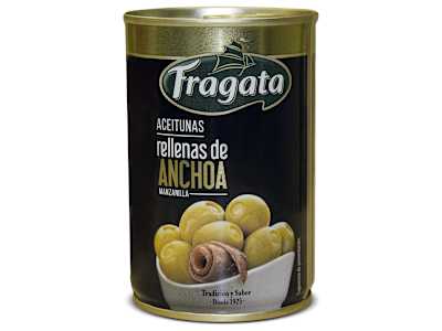 Aceitunas manzanilla rellena de anchoa Fragata lata 130 g