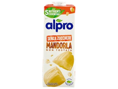 ALPRO Senza Zuccheri Mandorla, Bevanda 100% Vegetale, Basso in grassi, Senza Lattosio, 1l