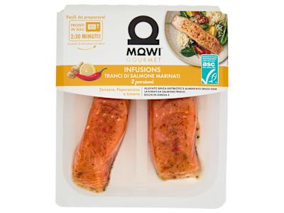 Mowi Gourmet Infusions Tranci di Salmone Marinati Zenzero, Peperoncino e Limone 2 x 110 g