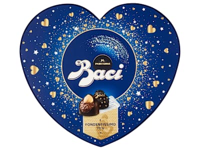 BACI PERUGINA Fondente 70% Cioccolatini Fondenti ripieni Gianduia Scatola Cuore San Valentino 100g