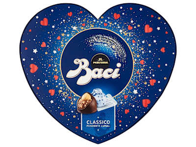 BACI PERUGINA Classico Cioccolatini Fondenti ripieni al Gianduia Scatola Cuore San Valentino 100g