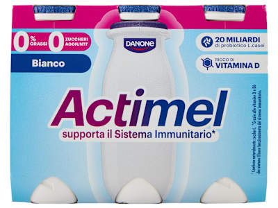 ACTIMEL, Yogurt da Bere con Vit B6 e D per il Sistema Immunitario, 0% grassi, Bianco Naurale, 6X100G