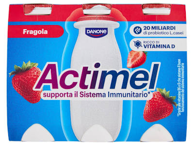 ACTIMEL, Yogurt da Bere con Vit B6 e D per il Sistema Immunitario, gusto fragola, 6X100G