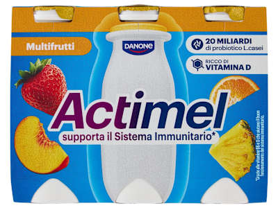 ACTIMEL, Yogurt da Bere con Vit B6 e D per il Sistema Immunitario, Multifrutti, 6X100G
