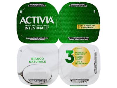 ACTIVIA Yogurt Bianco Naturale con Probiotico Bifidus, 4x125g