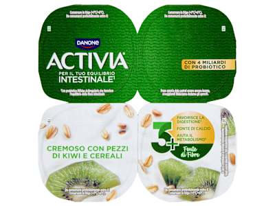 ACTIVIA Fibre Yogurt con Probiotico Bifidus, gusto Kiwi e Cereali, 4x125g