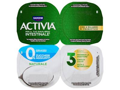 ACTIVIA Yogurt con Probiotico Bifidus, 0% Grassi, Bianco Naturale, 4x125g
