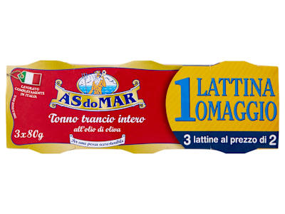 Asdomar Tonno Trancio intero all'olio di oliva	 80 g x 2 + 1