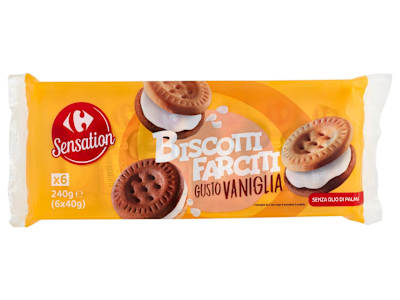 Carrefour Sensation Biscotti Farciti Gusto Vaniglia 6 x 40 g