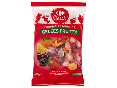 Carrefour Classic Caramelle Morbide Geleés Frutta Fragola, Mora, Limone, Mandarino, Amarena 400 g