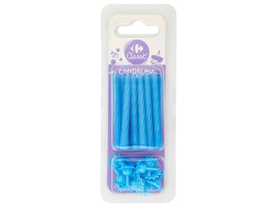 Carrefour Classic Candeline azzurre con supporti 12 pz